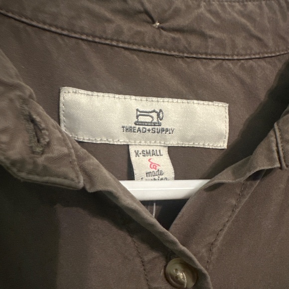 Army Green Button-Down Shirt Dress- Thread & Supply - Picture 4 of 4